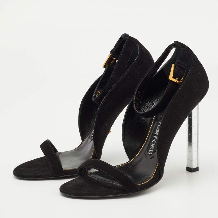 Pre Owned Tom Ford Black Suede Ankle Strap Sandals Size 37