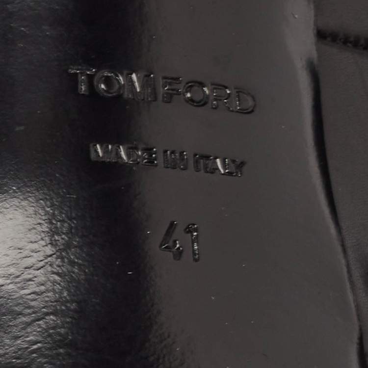 Pre Owned Tom Ford Black Leather Padlock Peep Toe Ankle Wrap Pumps Size 41