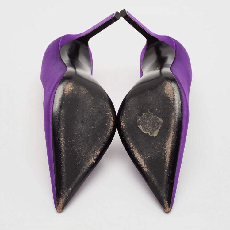 Pre Owned Tom Ford Purple Satin Pointed Toe Pumps Size 37.5