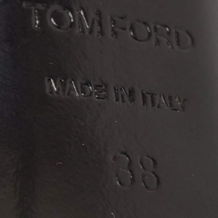 Pre Owned Tom Ford Silver Leather Padlock Ankle Strap Sandals Size 38