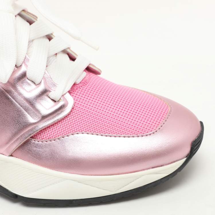 Pre Owned Tom Ford Pink Leather and Mesh Jago Low Top Sneakers Size 36.5