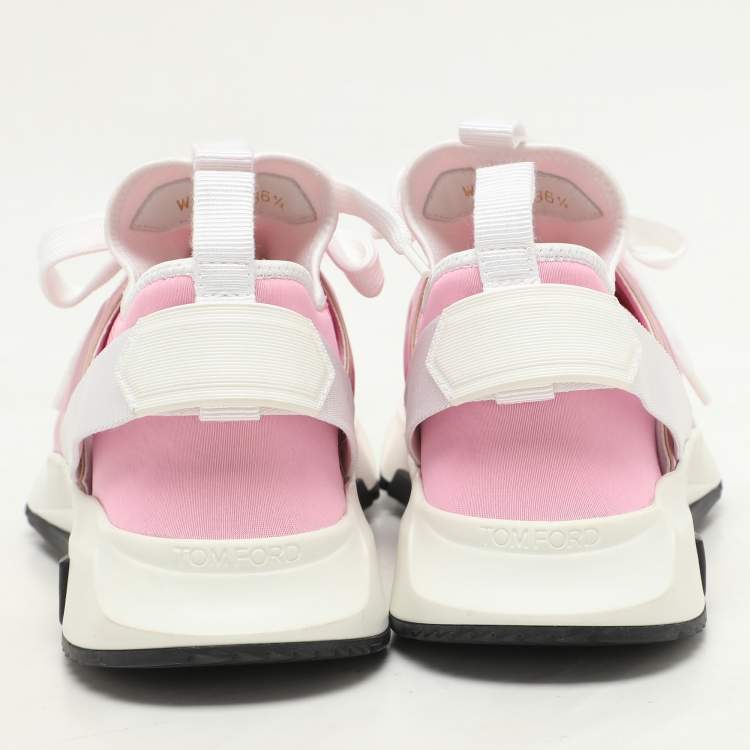 Pre Owned Tom Ford Pink Leather and Mesh Jago Low Top Sneakers Size 36.5
