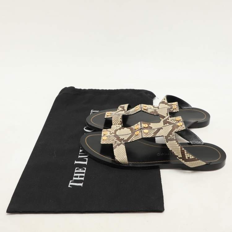 Pre Owned Tom Ford Beige Python Leather Flats Size 39