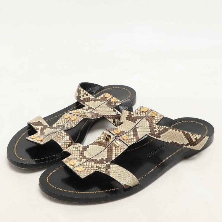 Pre Owned Tom Ford Beige Python Leather Flats Size 39