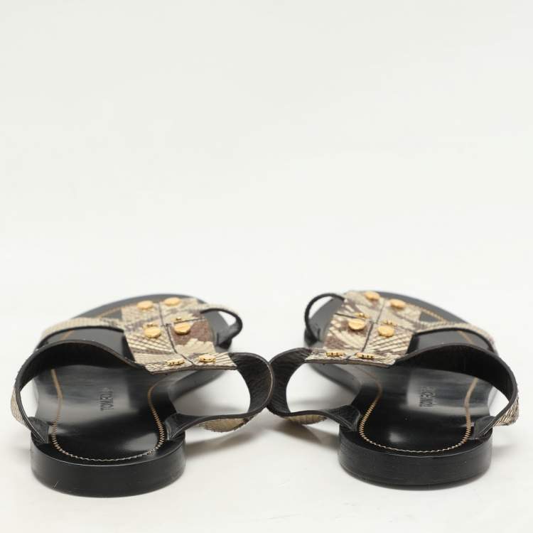 Pre Owned Tom Ford Beige Python Leather Flats Size 39