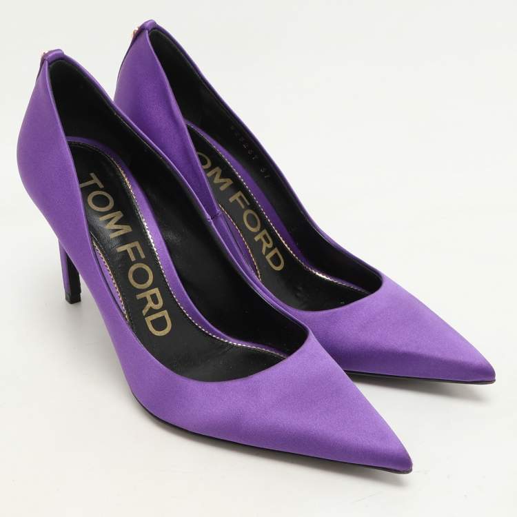 Pre Owned Tom Ford Purple Satin Pointed Toe Pumps Size 37