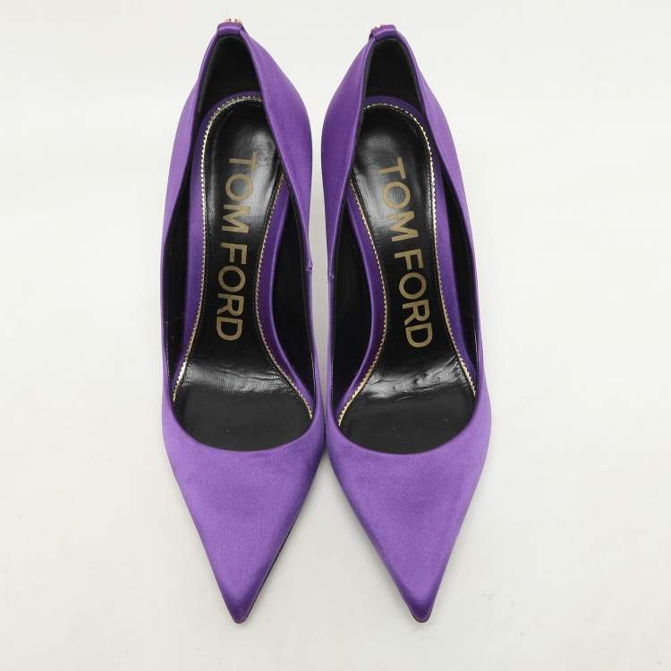 Pre Owned Tom Ford Purple Satin Pointed Toe Pumps Size 37