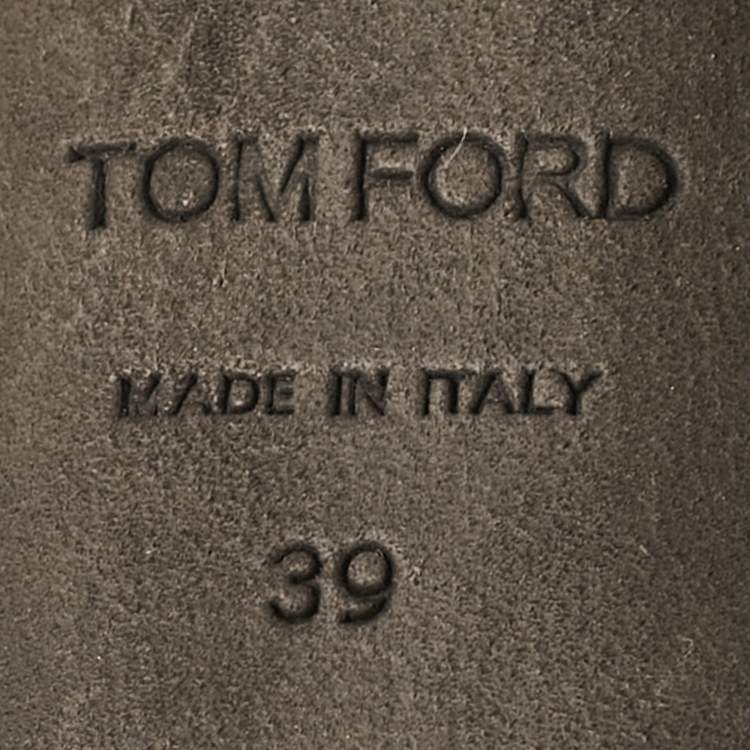 Pre Owned Tom Ford Cream/Black Ostrich Leather Booties Size 39