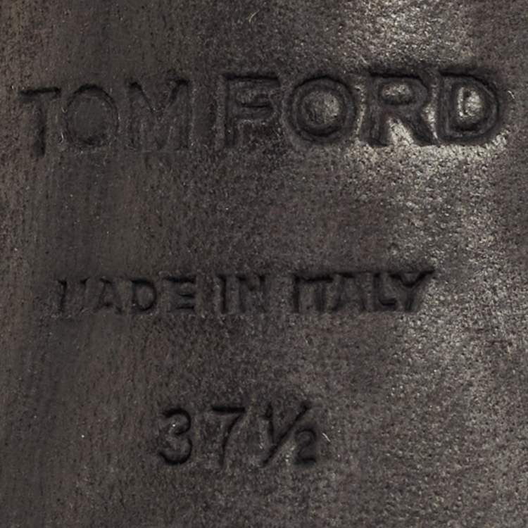 Pre Owned Tom Ford Black Paneled Leather Ankle Strap Sandals Size 37.5