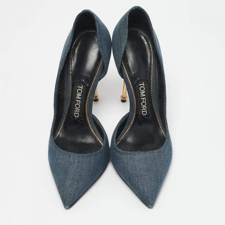 Pre Owned Tom Ford Blue Denim Pointed Toe D'orsay Pumps Size 37