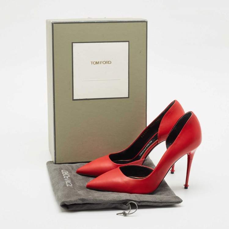 Pre Owned Tom Ford Red Leather D'orsay Pumps Size 38