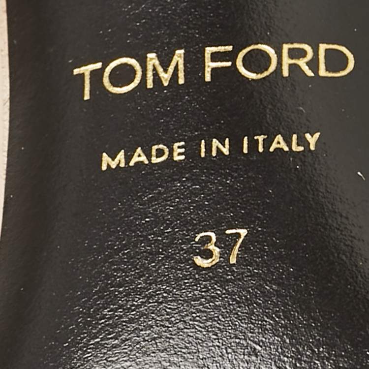Pre Owned Tom Ford Beige Leather Peep Toe Pumps Size 37