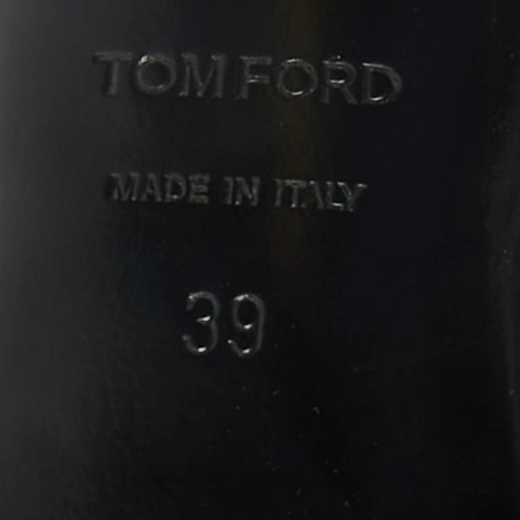 Pre Owned Tom Ford Black Leather Padlock Ankle Strap Sandals Size 39