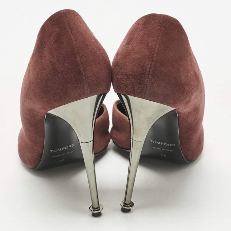 Pre Owned Tom Ford Burgundy Suede D'orsay Pointed Toe Pumps Size 38