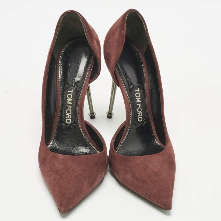 Pre Owned Tom Ford Burgundy Suede D'orsay Pointed Toe Pumps Size 38