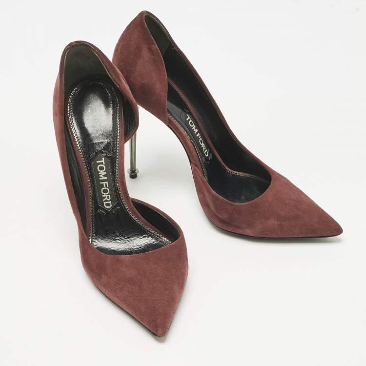 Pre Owned Tom Ford Burgundy Suede D'orsay Pointed Toe Pumps Size 38