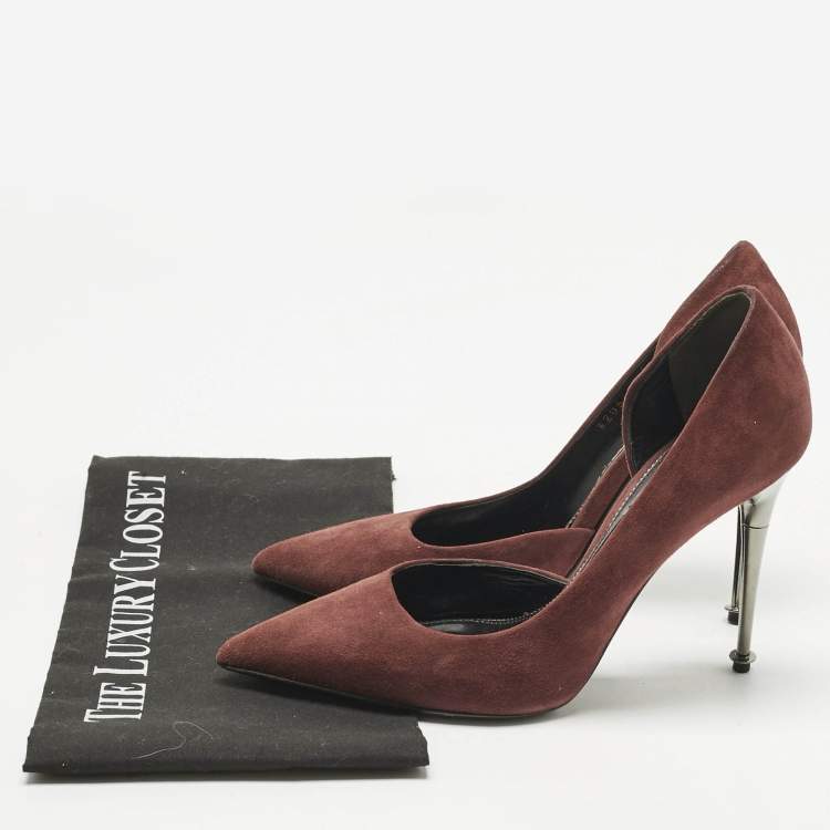 Pre Owned Tom Ford Burgundy Suede D'orsay Pointed Toe Pumps Size 38