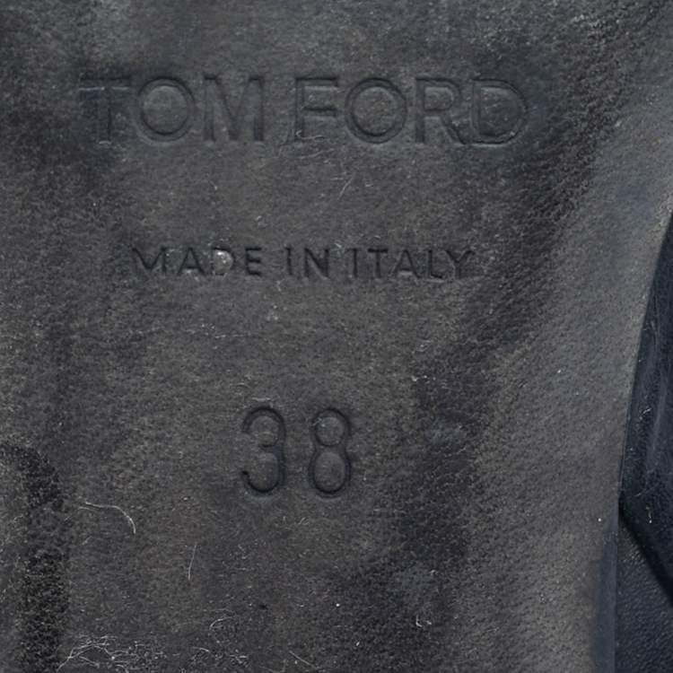 Pre Owned Tom Ford Black Leather Knee Length Boots Size 38