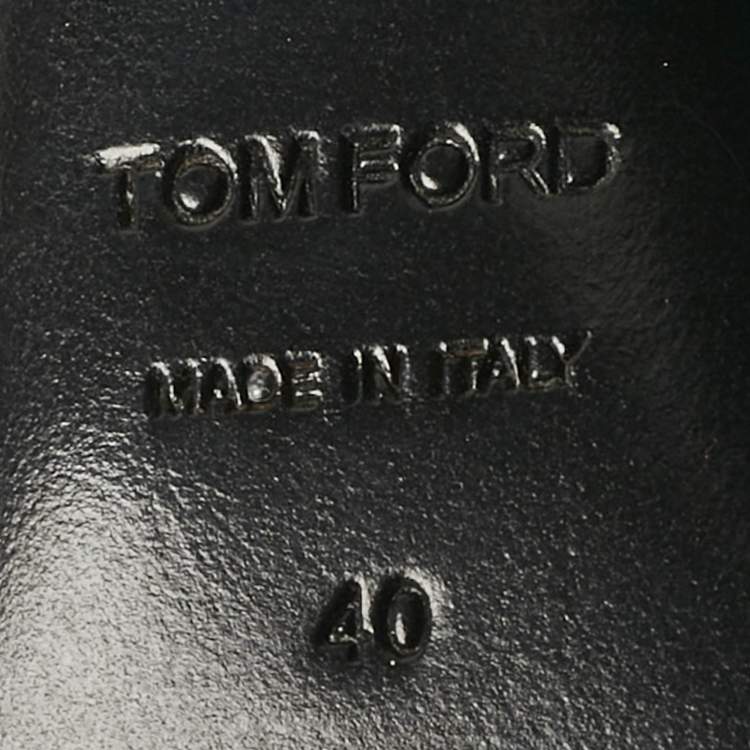 Pre Owned Tom Ford Black Leather Chain Embellish Ankle Strap Sandals Size 40