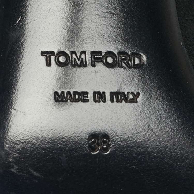 Pre Owned Tom Ford Black Suede Padlock Ankle Strap Sandals Size 38