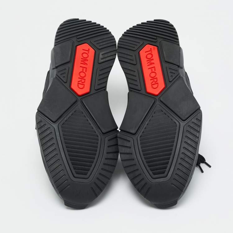 Pre Owned Tom Ford Black Mesh and Neoprene jago Lace Up Sneakers Size 39.5