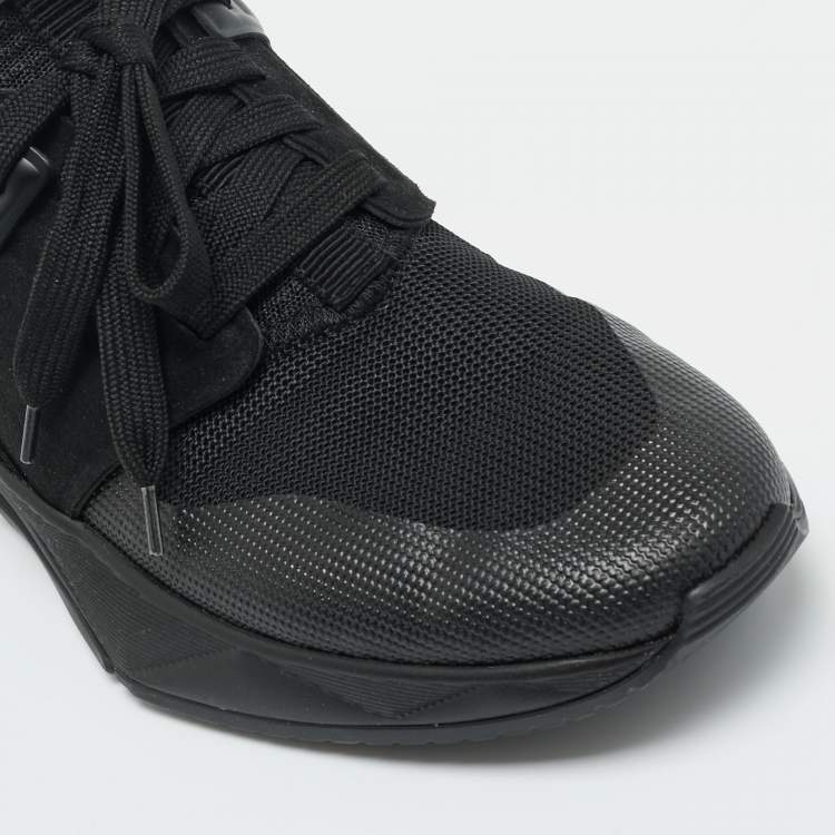 Pre Owned Tom Ford Black Mesh and Neoprene jago Lace Up Sneakers Size 39.5