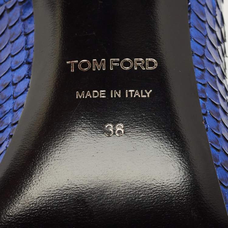 Pre Owned Tom Ford Size 38 Blue Python Leather Pointed Toe Pumps