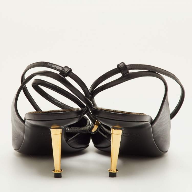 Pre Owned Tom Ford Padlock Size 40 Black Leather Pointed Toe Ankle Strap Pumps