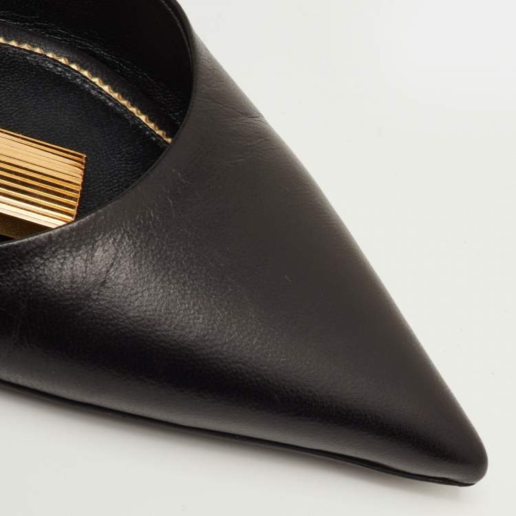Pre Owned Tom Ford Padlock Size 40 Black Leather Pointed Toe Ankle Strap Pumps
