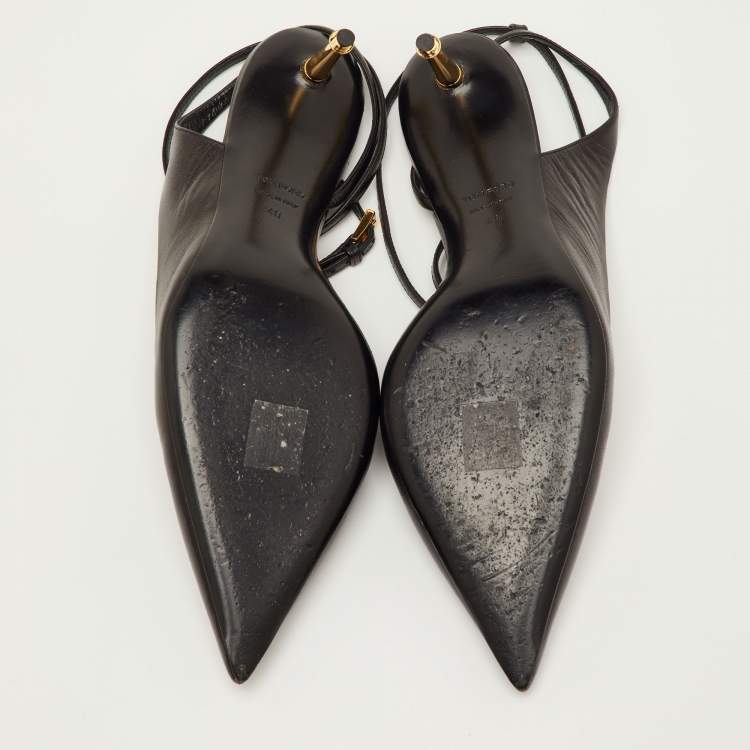 Pre Owned Tom Ford Padlock Size 40 Black Leather Pointed Toe Ankle Strap Pumps