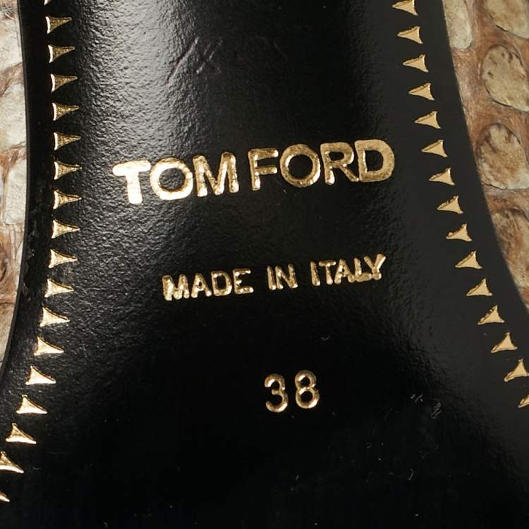 Pre Owned Tom Ford Padlock Size 38 Brown/Beige Python Leather Pumps