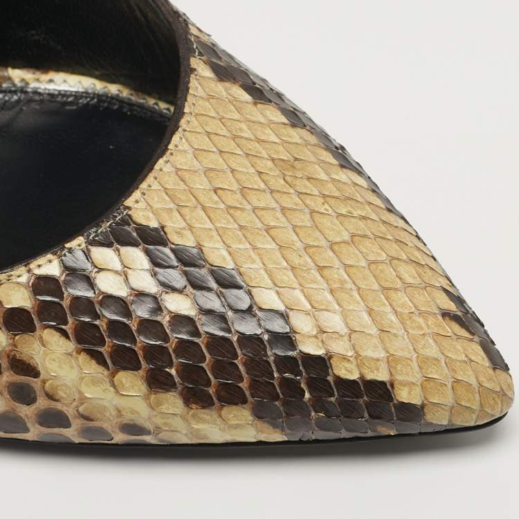 Pre Owned Tom Ford Padlock Size 38 Brown/Beige Python Leather Pumps