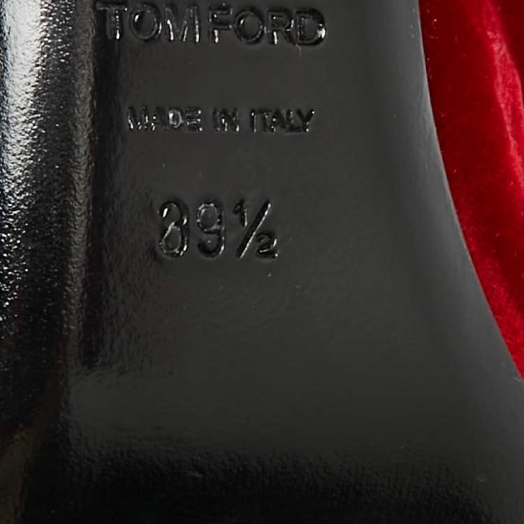 Pre Owned Tom Ford Size 39.5 Red Velvet Peep Toe Pumps