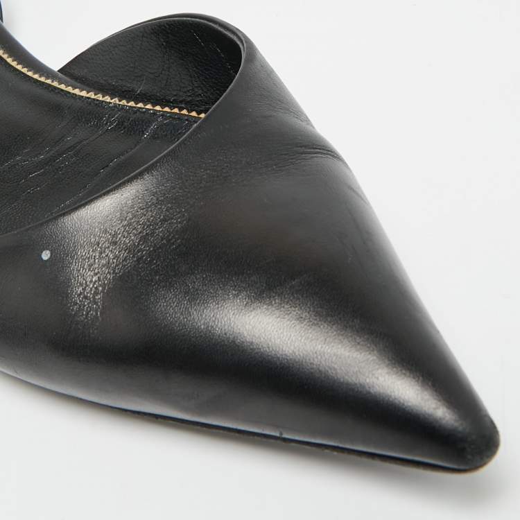 Pre Owned Tom Ford Size 39 Black Leather Ankle Strap Ballet Flats