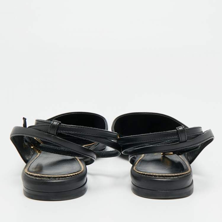 Pre Owned Tom Ford Size 39 Black Leather Ankle Strap Ballet Flats