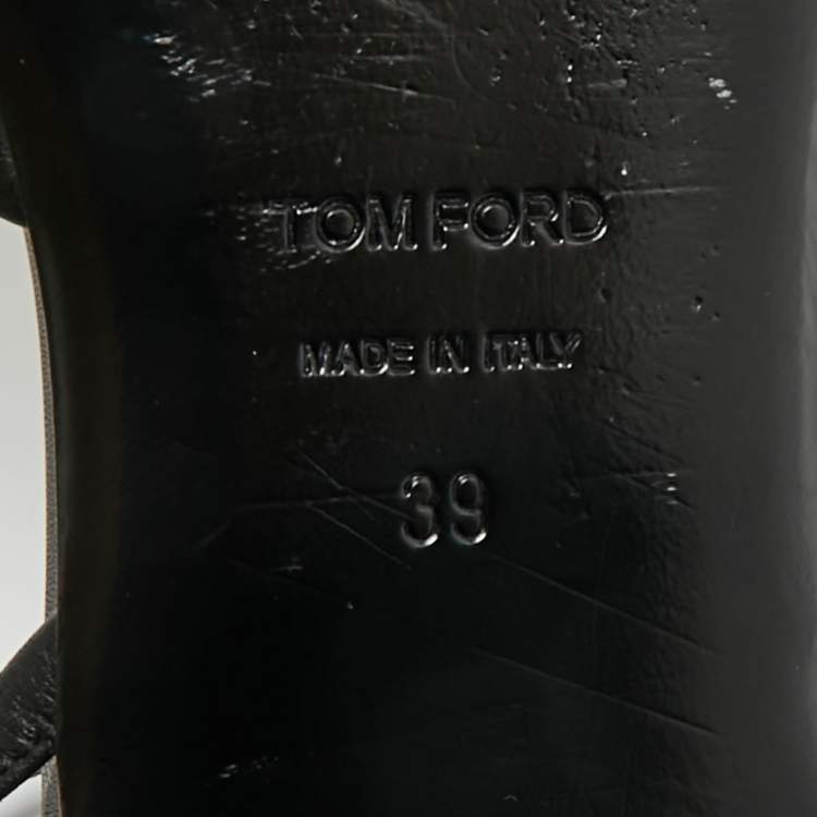 Pre Owned Tom Ford Size 39 Black Leather Ankle Strap Ballet Flats