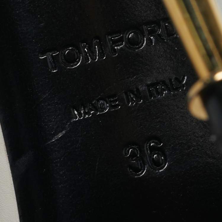 Pre Owned Tom Ford Padlock Size 36 White Leather Ankle Strap Sandals