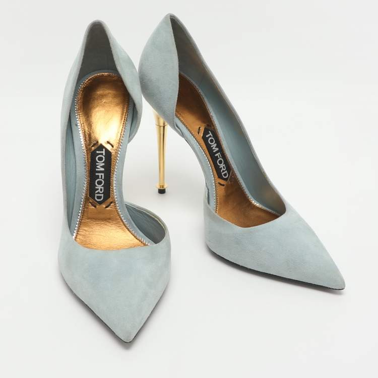 Pre Owned Tom Ford Size 39 Light Blue Suede D'orsay Pumps