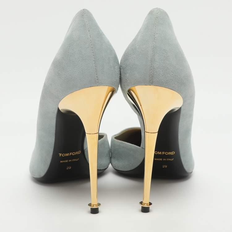 Pre Owned Tom Ford Size 39 Light Blue Suede D'orsay Pumps