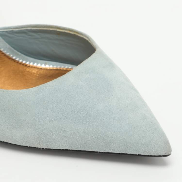 Pre Owned Tom Ford Size 39 Light Blue Suede D'orsay Pumps