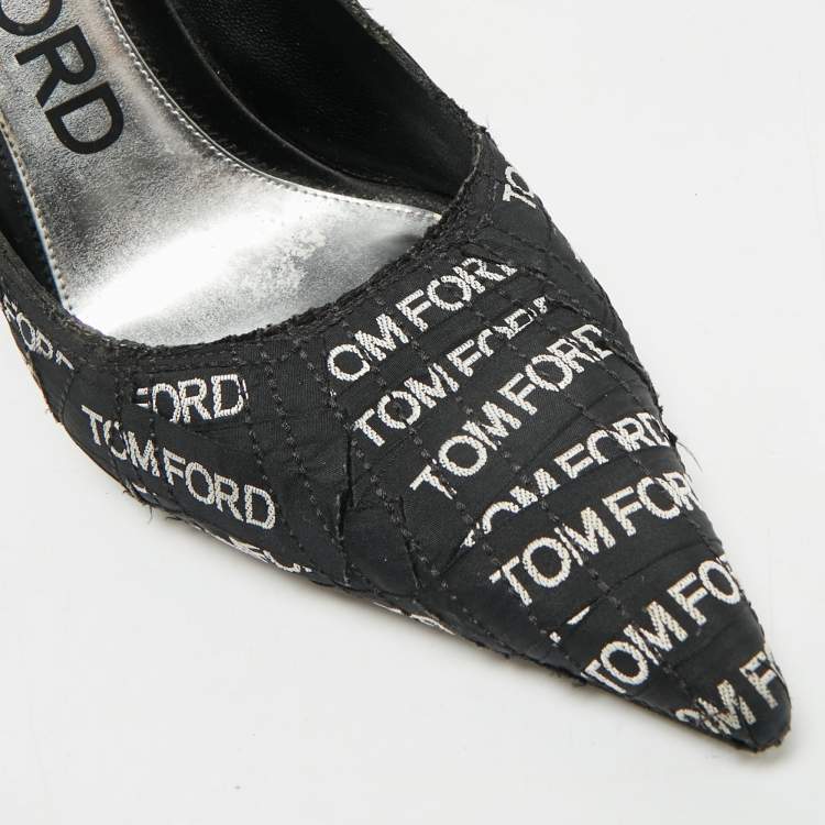 Pre Owned Tom Ford Classic T Screw Size 41.5 Black Fabric Pumps