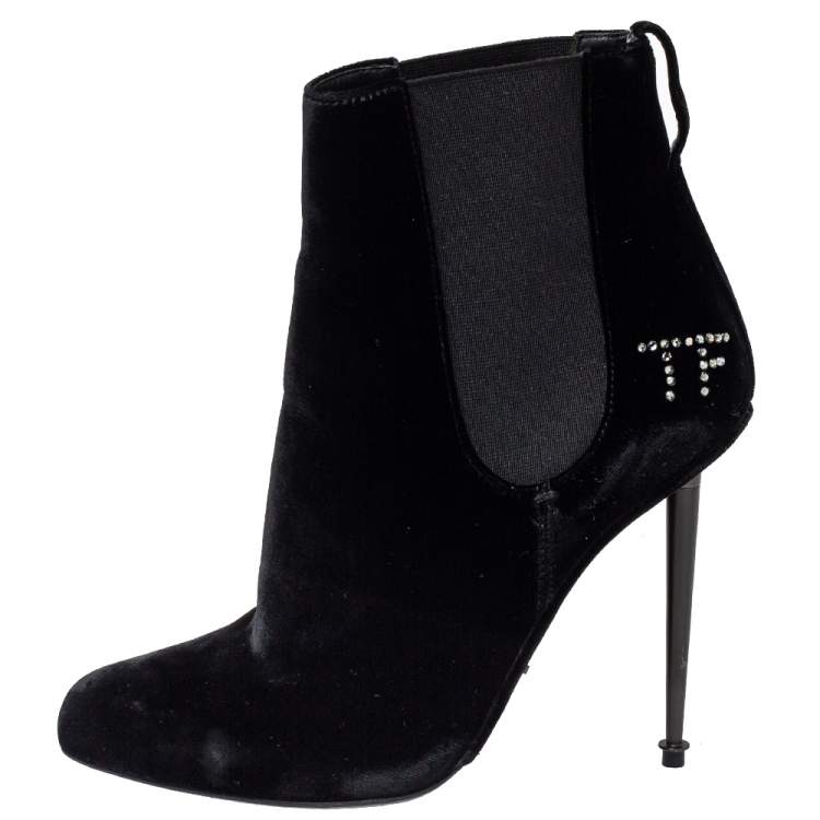 Tom Ford Black Suede Crystal Embellished Ankle Boots Size  Tom Ford |  TLC
