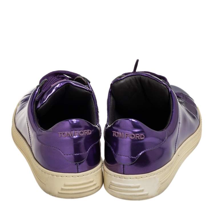 Pre Owned Tom Ford Metallic Purple Leather Low Top Sneakers Size 38