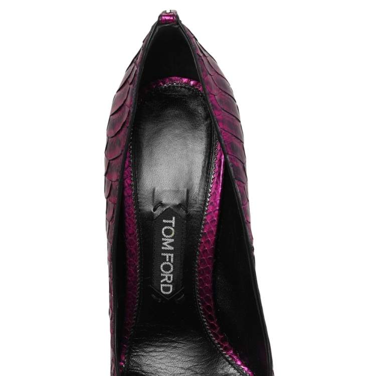 Pre Owned Tom Ford Pink Python Leather Pointed Toe Pumps Size 41