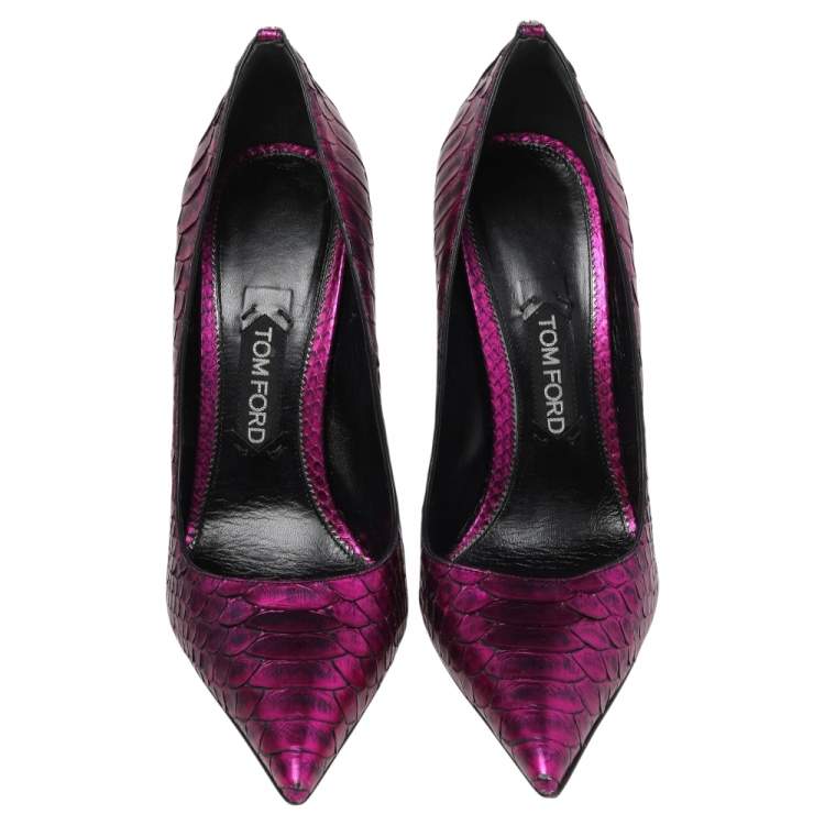 Pre Owned Tom Ford Pink Python Leather Pointed Toe Pumps Size 41