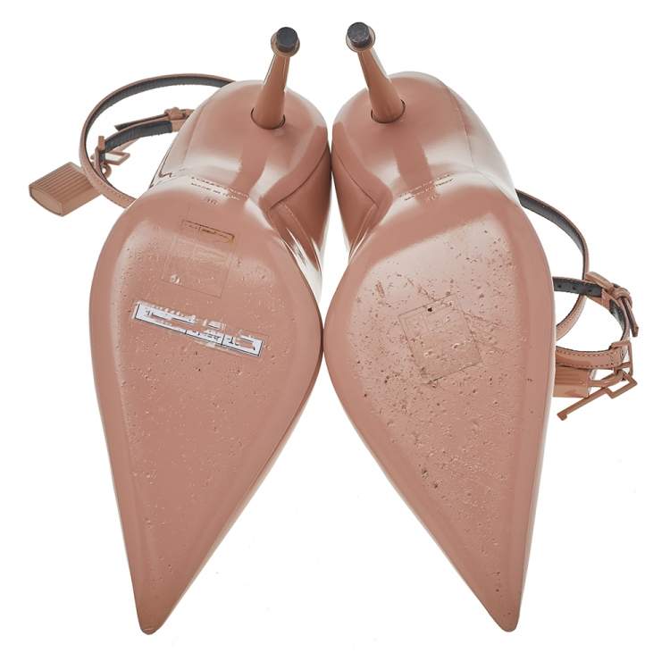 Pre Owned Tom Ford Beige Patent Leather Padlock Pumps Size 36
