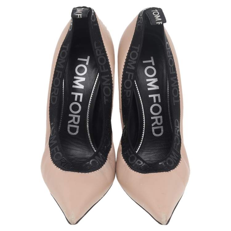 Pre Owned Tom Ford Beige Leather Pointed Toe Pumps Size 40