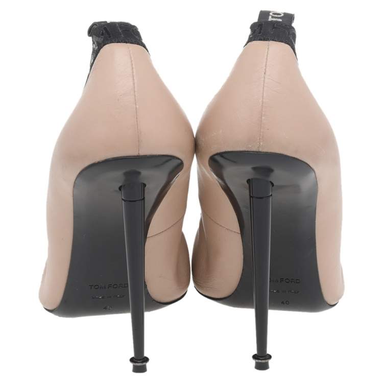 Pre Owned Tom Ford Beige Leather Pointed Toe Pumps Size 40