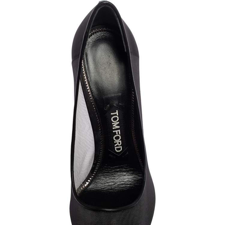 Pre Owned Tom Ford Black Mesh Strass Cap Illusion Pumps Size 38