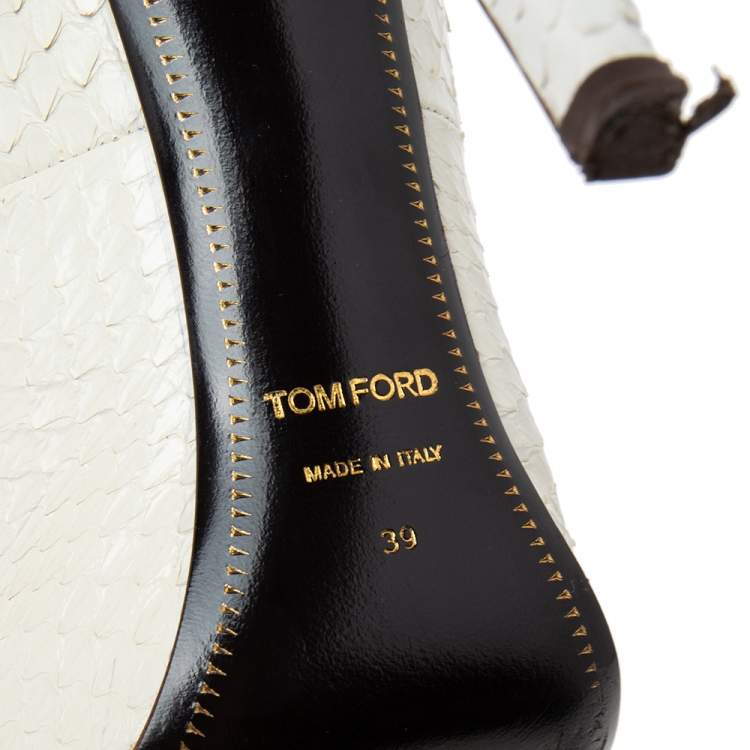Pre Owned Tom Ford White Python Leather Peep Toe Pumps Pumps Size 39